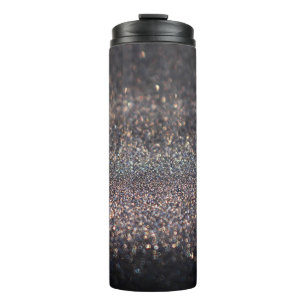 Silber Glitter: Schwarzes Bokeh Weihnachten Thermosbecher