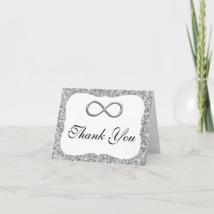 Silber Glitter Silber Infinity Dankeschön-Karte Dankeskarte
