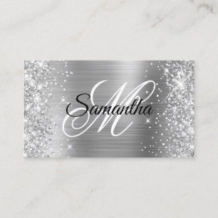 Silber-Glitter und Folie Fancy Monogramm-Profil Visitenkarte