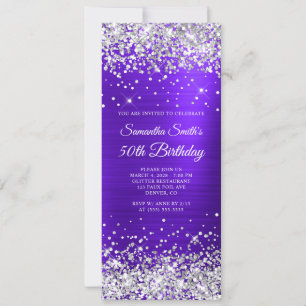 Silber Glitter Violett Indigo 50. Geburtstag Einladung