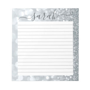 Silber Glitzer Personalisiert Notizblock