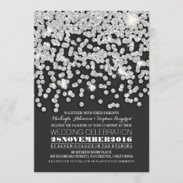 Silber Glitzer Saitenlichter Hochzeitseinladung Einladung