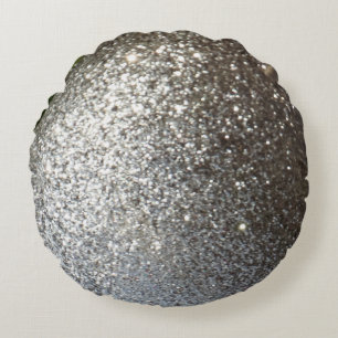 Silber-Glitzer schlicht Rundes Kissen
