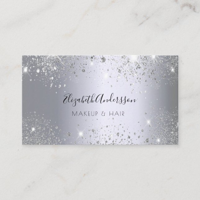 Silber Glitzer Staub Metall Make-up Haar Schönheit Visitenkarte (Vorderseite)