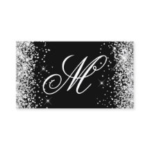 Silber Glitzer und Schwarz Extravagant Mit Monogra