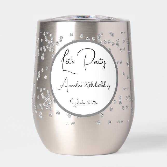 Silber Glitzern vollständig anpassbar Let's Party (Vorderseite)