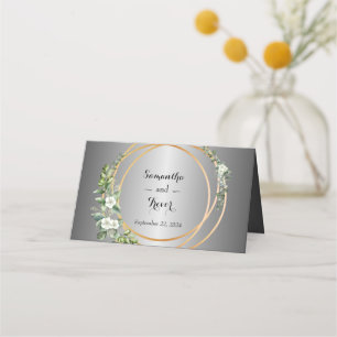 Silber & Gold: Eine florale Angelegenheit - Hochze Platzkarte