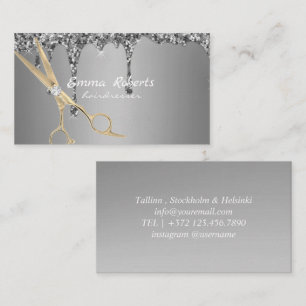 Silber Gold Friseur Farbverlauf Glitter Modern Visitenkarte