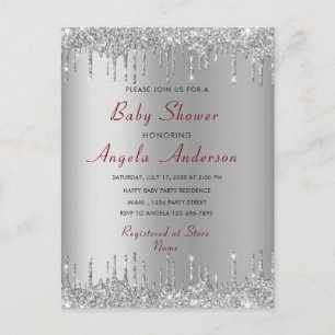 Silber Gold Glitter Einladung zur Babyparty für Ju Postkarte
