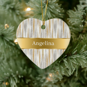 Silber Gold Glitter Funkeln Goldband Weihnachten Keramik Ornament
