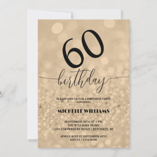 Silber-Gold-Glitter-Kalligrafie-Geburtstag Einladung