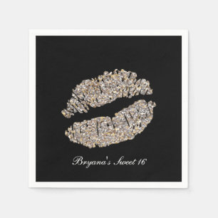 Silber Gold Lippen Faux Glanz Küssen Schönheit Mak Serviette