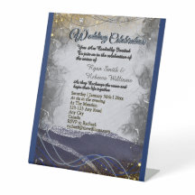 Silber-Gold-Navy-Hochzeitspodest-Schild