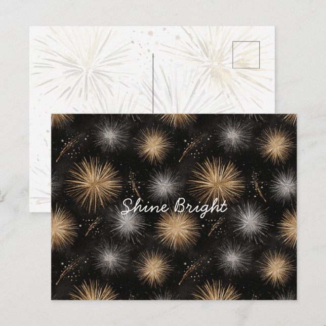 Silber Gold Schwarz Weihnachtsfeier  Postkarte (Vorne/Hinten)