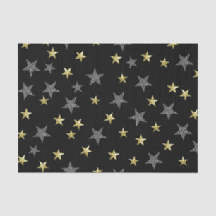 Silber & Gold Sterne Schwarze Hollywood Star Party Seidenpapier