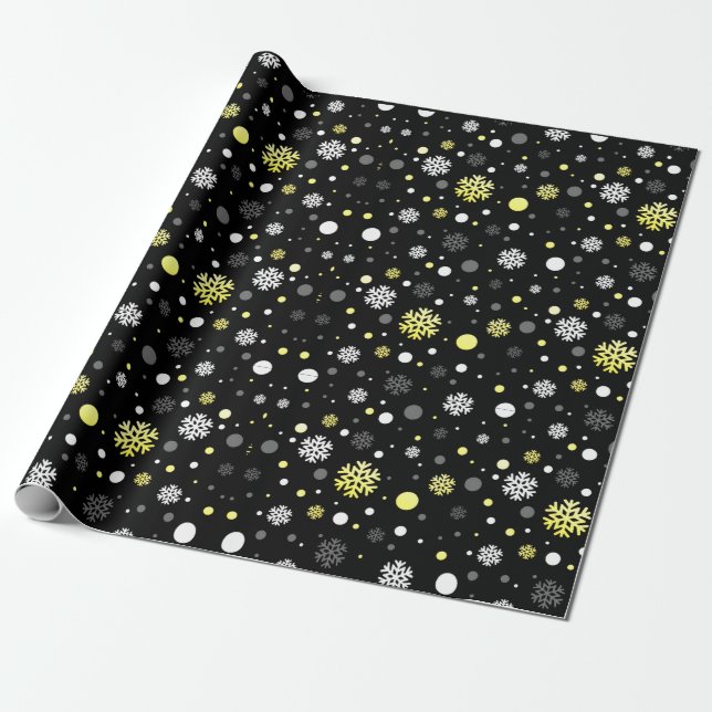 Silber & Gold Weihnachtsschneemuster Weihnachtsfei Geschenkpapier (Ungerollt)