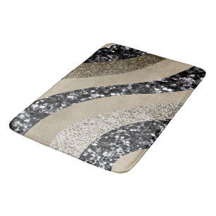 Silber Gold Welle Glitter Glam 1  Badematte