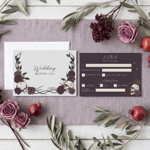 Silber Grau Dunkle Florale Schädel Hochzeit RSVP Save The Date