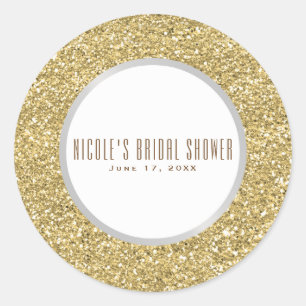 Silber Grau Gold Glitter Elegantes Hochzeitsgesche Runder Aufkleber