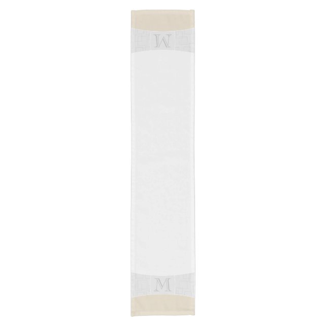 Silber/Grau/Gold-Minimal-Monogramm Kurzer Tischläufer (Vorderseite)