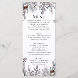 Silber, Grau, Rost Brown Bird Winter Botanical Me Menükarte