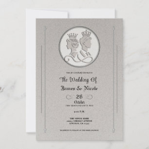 Silber Grau Royal Storybook Königin Hochzeit Einladung