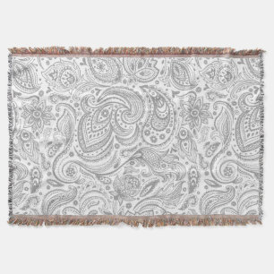 Silber-Graue und weiße Blütenmuster Decke