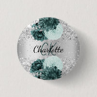 Silber grüne Blumen elegantes Namensschild