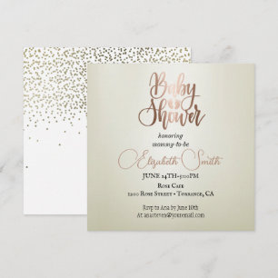 Silber Hintergrund, Konfetti, Babydusche Einladung