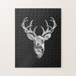 Silber Hirsch Design auf Carbon Fibre Style Print