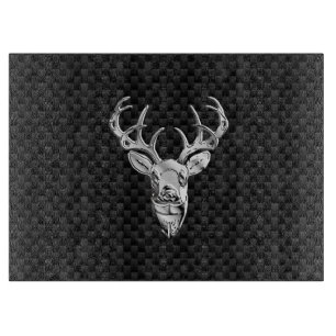 Silber Hirsch Design auf Carbon Fibre Style Print Schneidebrett