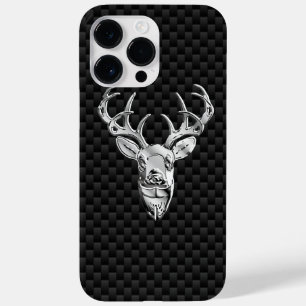 Silber Hirsch Kopf Carbon Fibre Style Print title_seo2