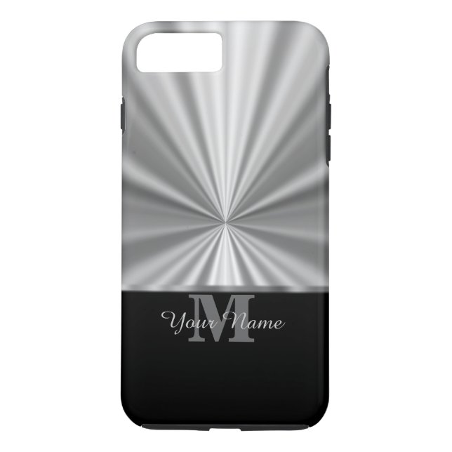 Silber-Imitat Metallisches Schwarzes Monogramm Case-Mate iPhone Hülle (Rückseite)