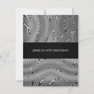Silber Imitat Seidenstoffe Abstrakte Geburtstagspa Einladung