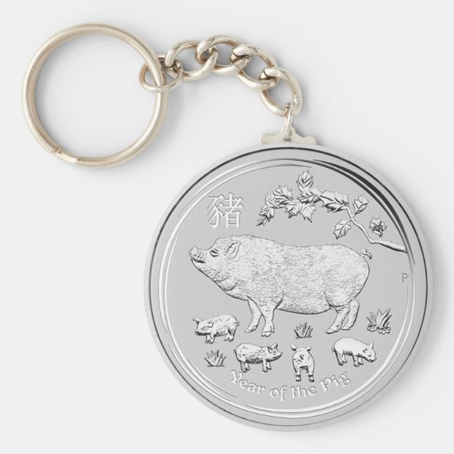 SILBER JAHR DER SCHWEINMÜNZE SCHLÜSSELANHÄNGER (Vorne)