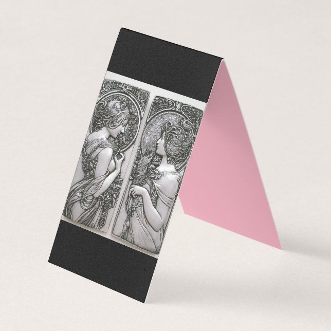 Silber ,Jugendstil ,Design, Frauen,Mucha,Schönheit Visitenkarten (Vorderseite)