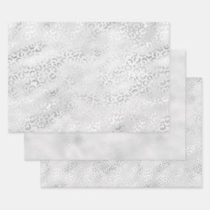 Silber Leopard Print Geschenkpapier Set