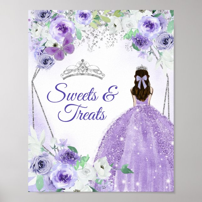 Silber & Lila Kleider Quinceañera Süße Leckereien Poster (Vorne)