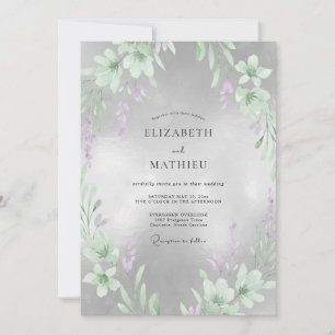 Silber-Lilienblüten-Hochzeit Einladung