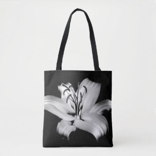 Silber Lily: einfarbige Blumen-Eleganz. Tasche