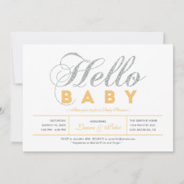 Silber | Mädchen, moderne Typografie Kinderdusche Einladung