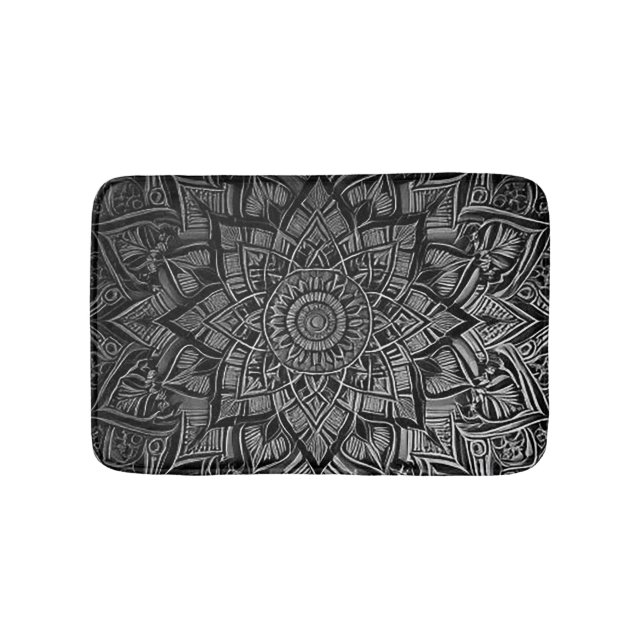 Silber-Mandala-Badematte Badematte (Vorderseite)