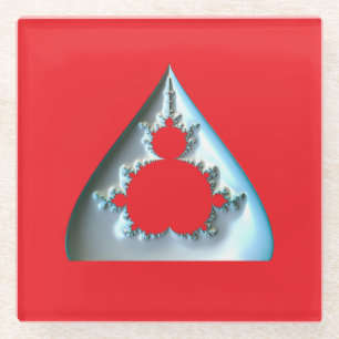 Silber-Mandelbrot auf rotem Hintergrund Glasuntersetzer