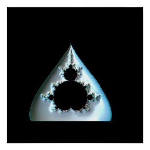 Silber-Mandelbrot auf rotem Hintergrund Poster