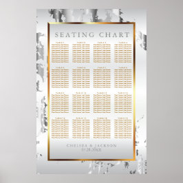 Silber-Marmor, Gold und Weiß-Satin-Seekarte Poster