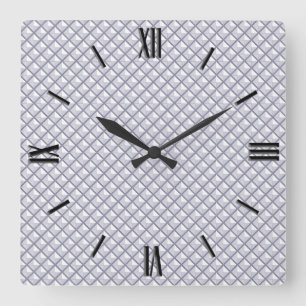 Silber, metallisches Aussehen, gestreiftes Gitter Quadratische Wanduhr