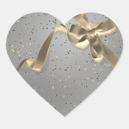 Silber mit Gold Bow Wedding Herz-Aufkleber