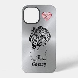 Silber mit Rosa Herz Shih Tzu Hund iPhone 12 Hülle
