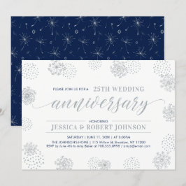 Silber | Modernes Blumenjubiläum 25. Hochzeit Einladung