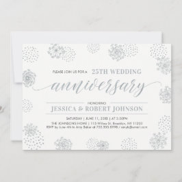 Silber | Modernes Blumenjubiläum 25. Hochzeit Einladung